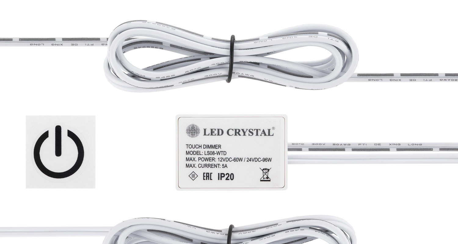 <span style="font-weight: bold;">ВЫКЛЮЧАТЕЛЬ С ДИММЕРОМ ДЛЯ ДЕРЕВА/СТЕКЛА, 12В/60Вт, 24Вт/96Вт, 5А, БЕЛЫЙ</span><br>