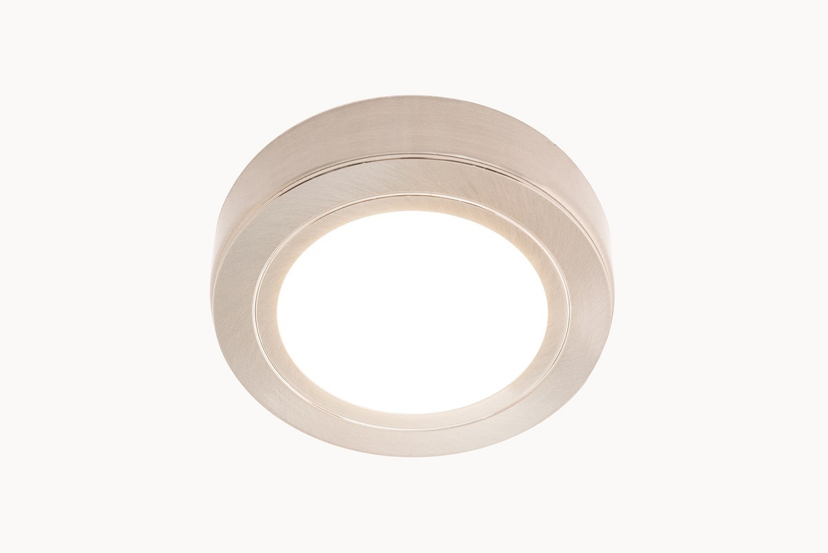 <span style="font-weight: bold;">Накладной LED светильник D66, 12В, 3.2Вт, 3000К, никель матовый</span>